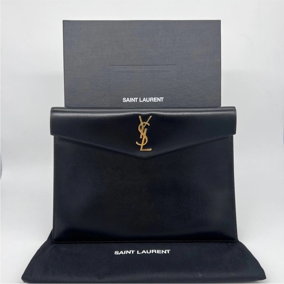 Black YSL large uptown pouch clutch bag - Picture 2 of 8